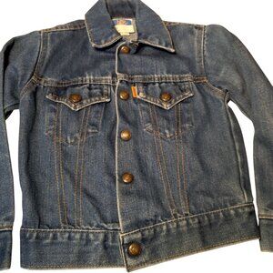 Vintage Little Levis Jean Jacket Youth Size 6 Blue Denim Snap Orange Label USA